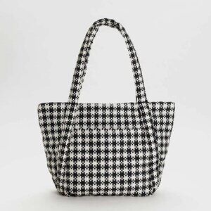 BAGGU Mini Cloud Bag - Black/White Pixel Gingham NWT✨